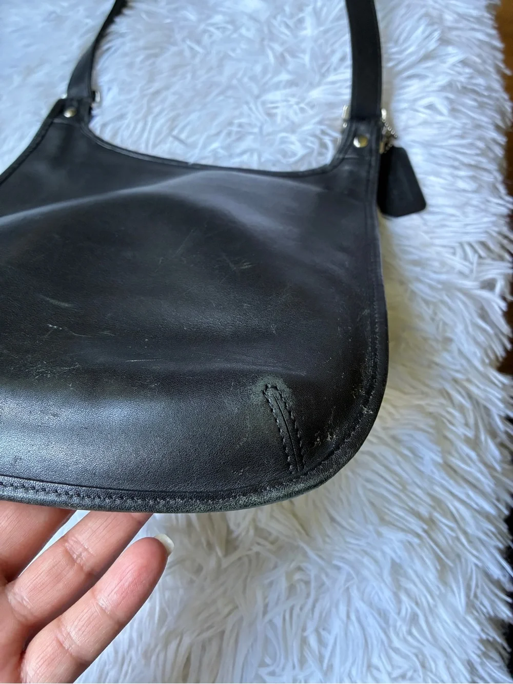 Coach 9135 Vintage Hippie Flap Slim Crossbody Shoulder Bag Black Leather 🖤 - Picture 10 of 16